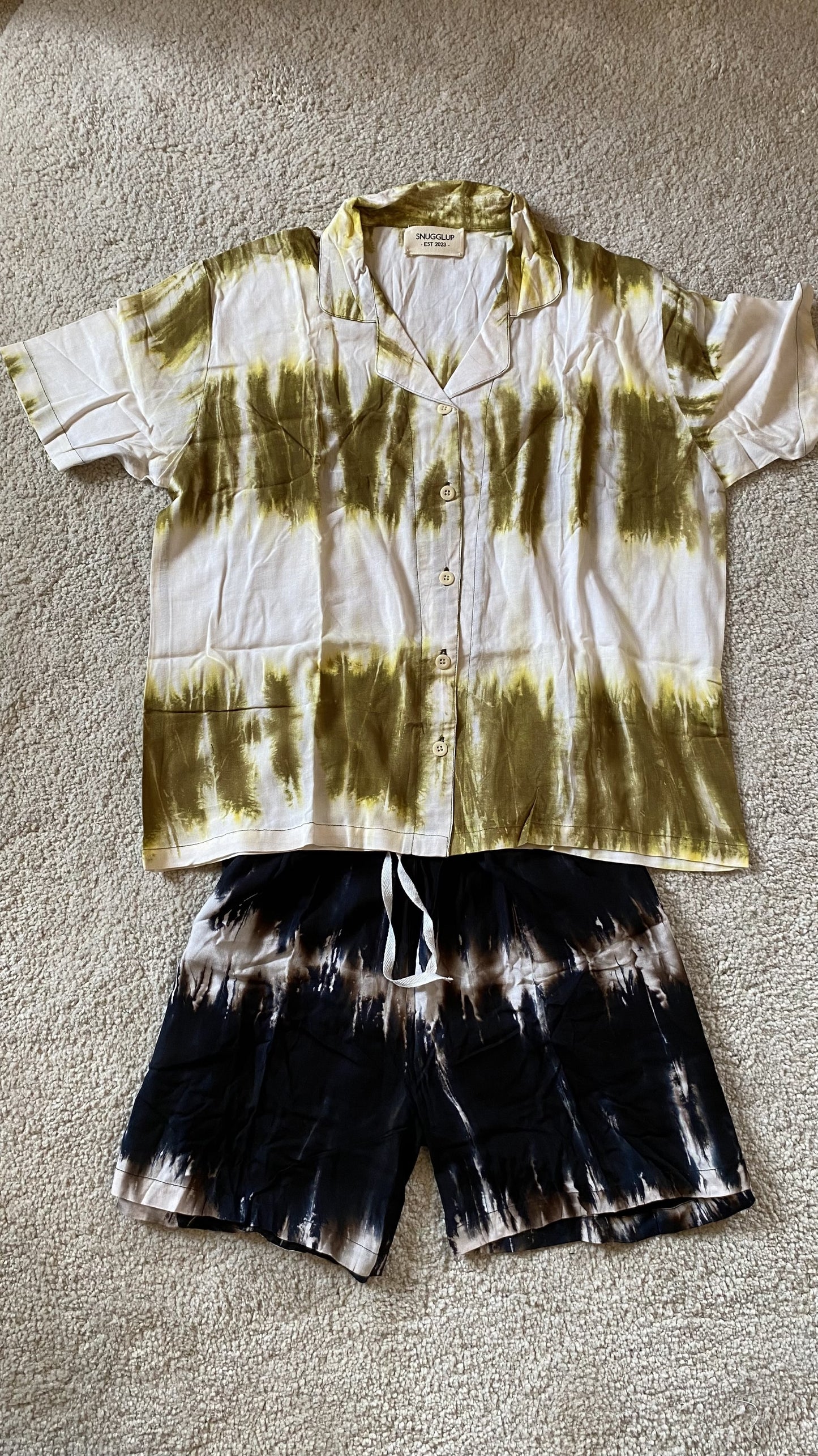 Natural tie-dye Short Sleeve & short pants pyjamas sets